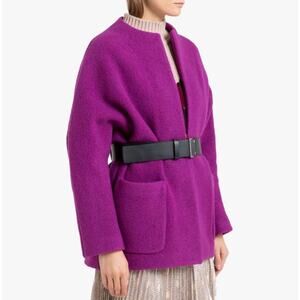 ba&sh Wool Belted Lady Coat M NWOT Fuchsia Purple Jacket Glam Preppy Old Money